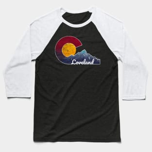 Loveland Colorado With Flag Themed Scenery Baseball T-Shirt